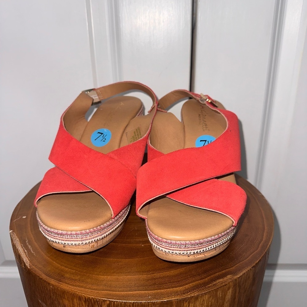 A. Giannetti Coral Wedge Sandals 7.5 (summer, beach, vacation)